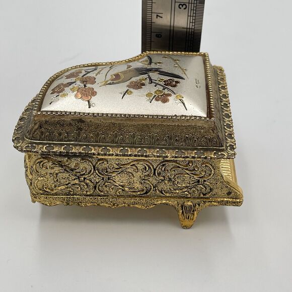 Vintage SANKYO Art Of Chokin Grand Piano Music Box WORKS 1940 - 1960 Japan Bird - Picture 9 of 13